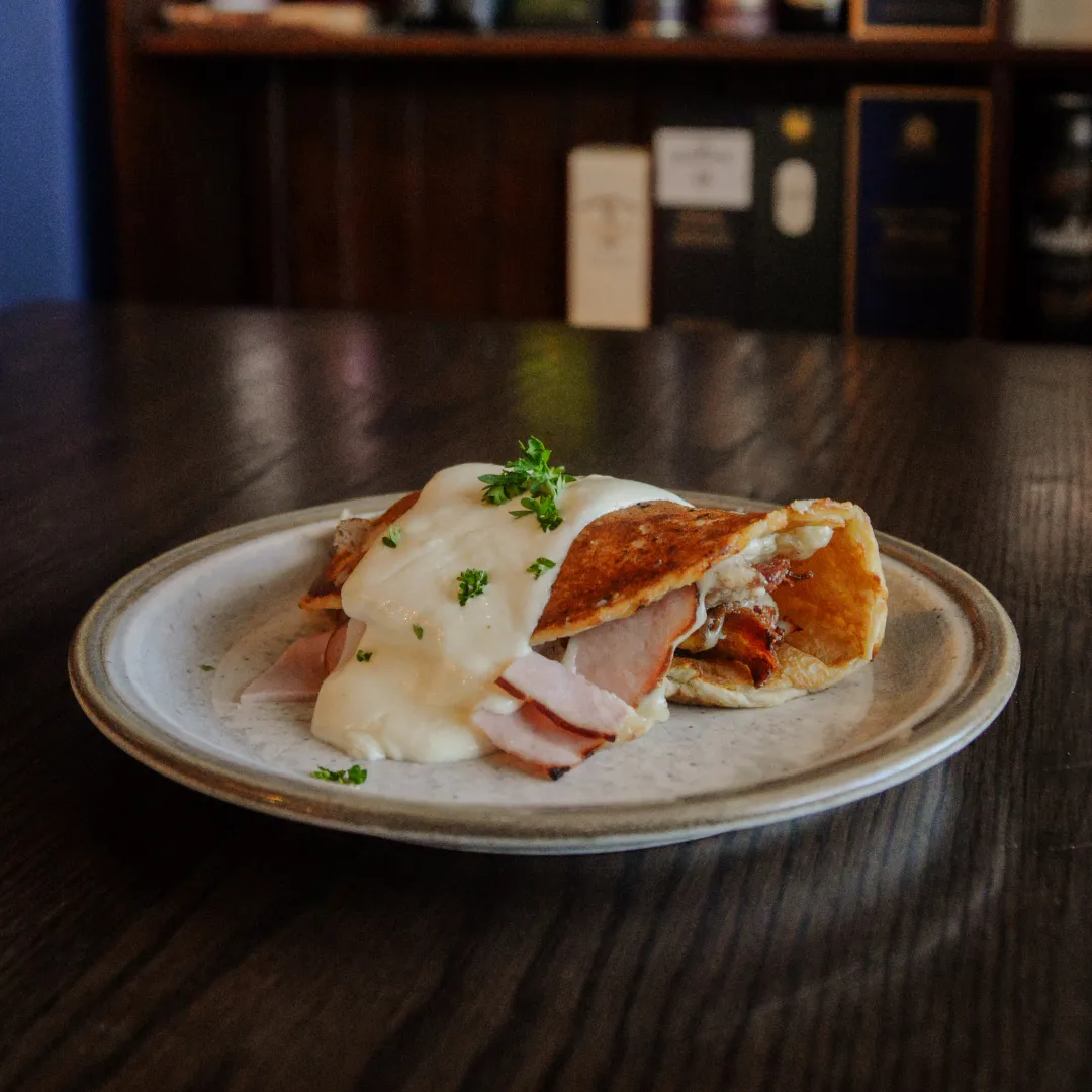Brazen Head Colonial Boy Boxty topped with cream sauce
